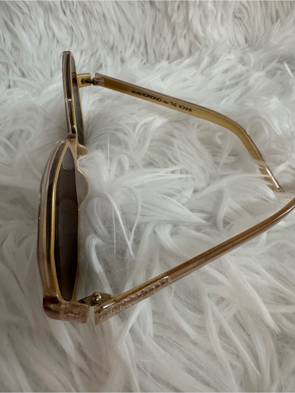 Komono Gold Frame Brown Lens Sunglasses with Case - Picture 3 of 4